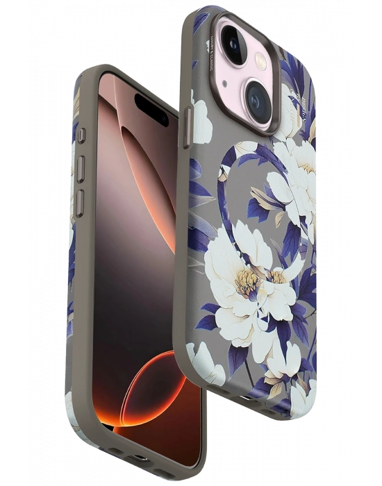 Onegif iPhone 14 Flower Series Magsafe Kapak - Gri