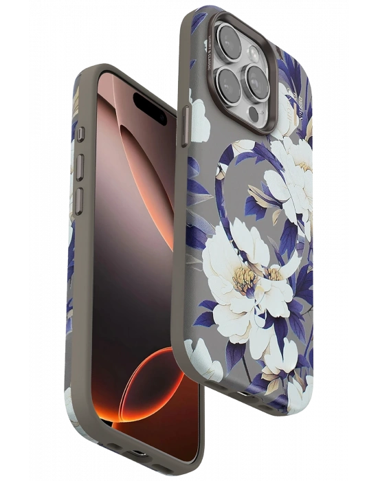 Onegif iPhone 14 Pro Flower Series Magsafe Kapak - Gri