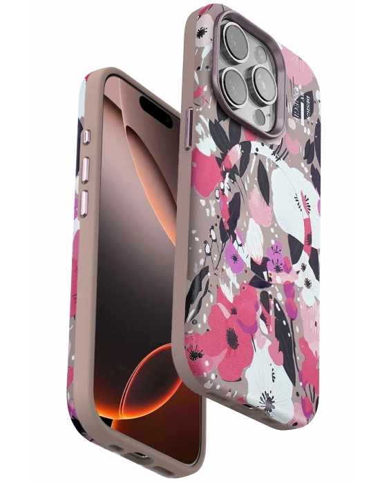Onegif iPhone 14 Pro Flower Series Magsafe Kapak - Pembe