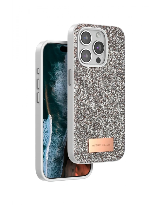 Onegif iPhone 14 Pro Max Bright Simli Kapak - Gold