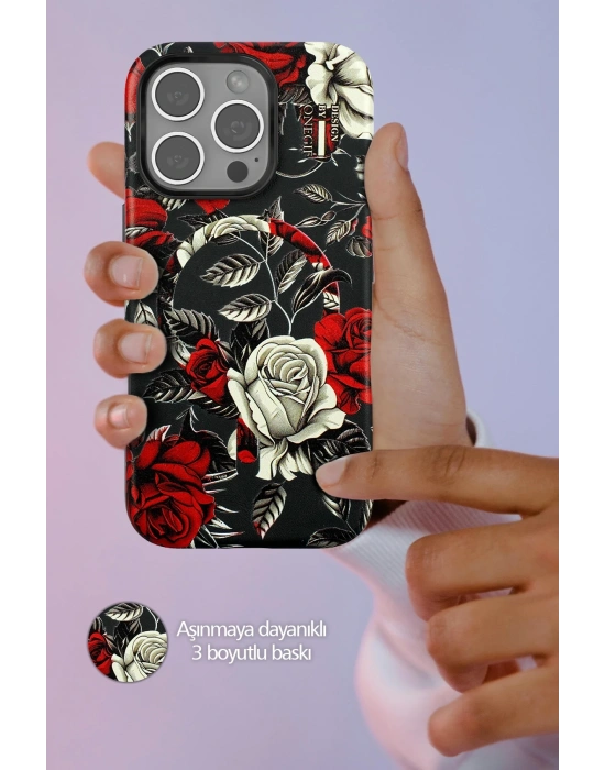 Onegif iPhone 15 Plus Flower Series Magsafe Kapak - Mavi