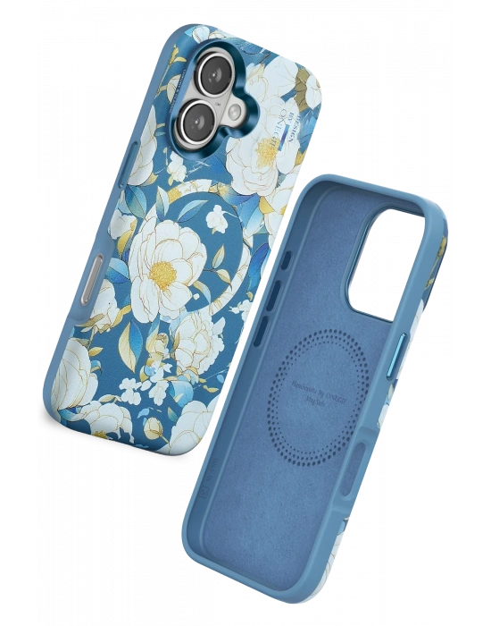 Onegif iPhone 16 Flower Series Magsafe Kapak - Mavi