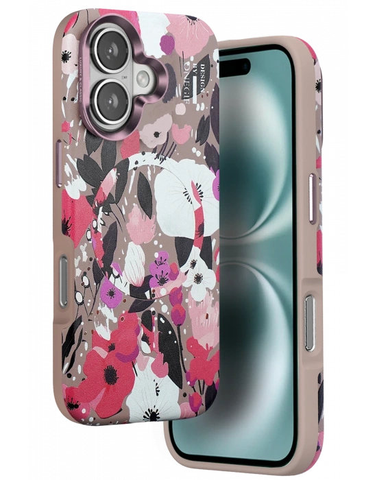 Onegif iPhone 16 Flower Series Magsafe Kapak - Pembe