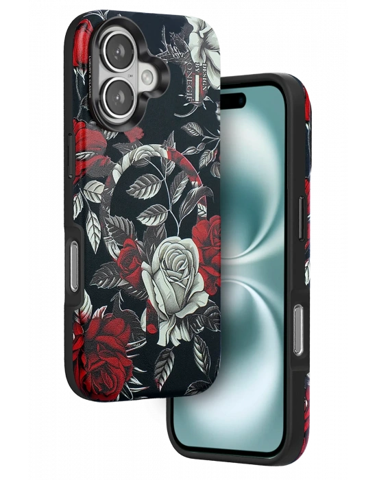Onegif iPhone 16 Flower Series Magsafe Kapak - Siyah