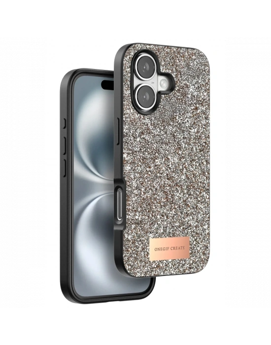 Onegif iPhone 16 Plus Bright Simli Kapak - Gold