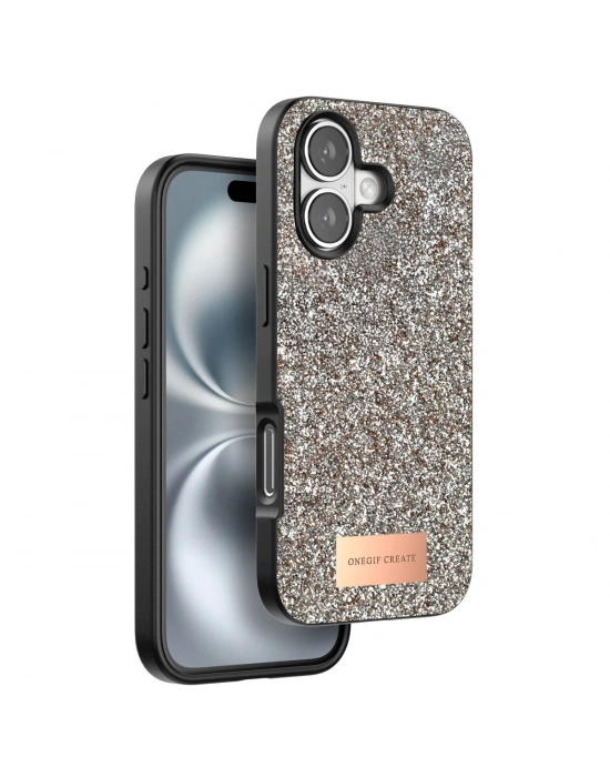 Onegif iPhone 16 Plus Bright Simli Kapak - Gold