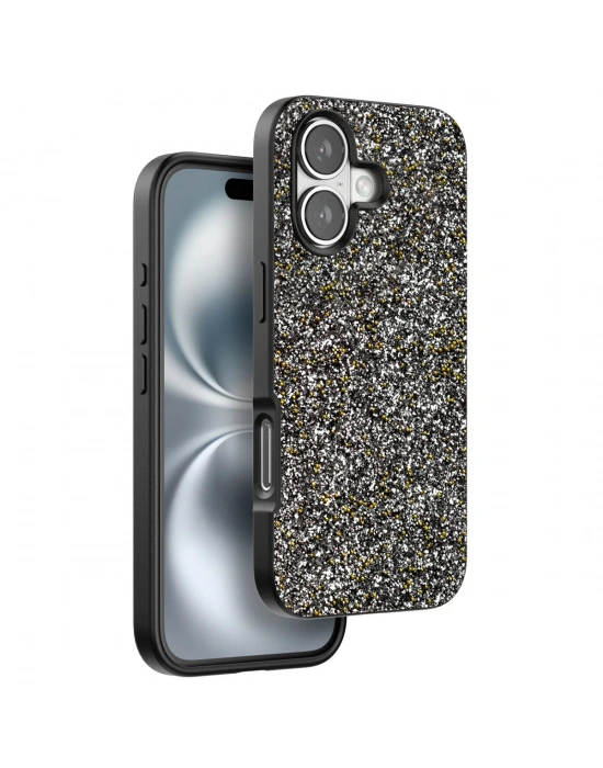 Onegif iPhone 16 Plus Bright Simli Kapak - Gümüş