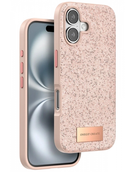Onegif iPhone 16 Plus Bright Simli Kapak - Pembe