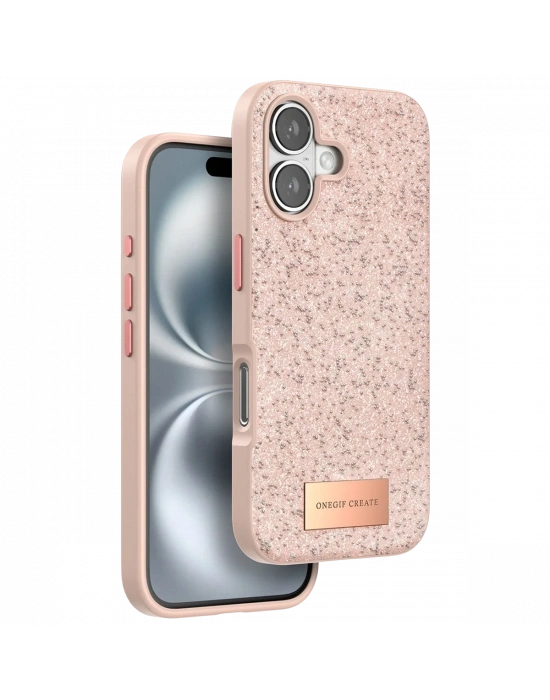 Onegif iPhone 16 Plus Bright Simli Kapak - Pembe