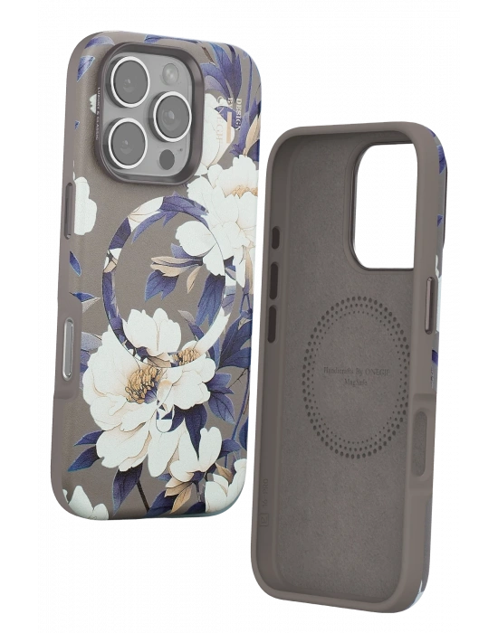 Onegif iPhone 16 Pro Flower Series Magsafe Kapak - Gri