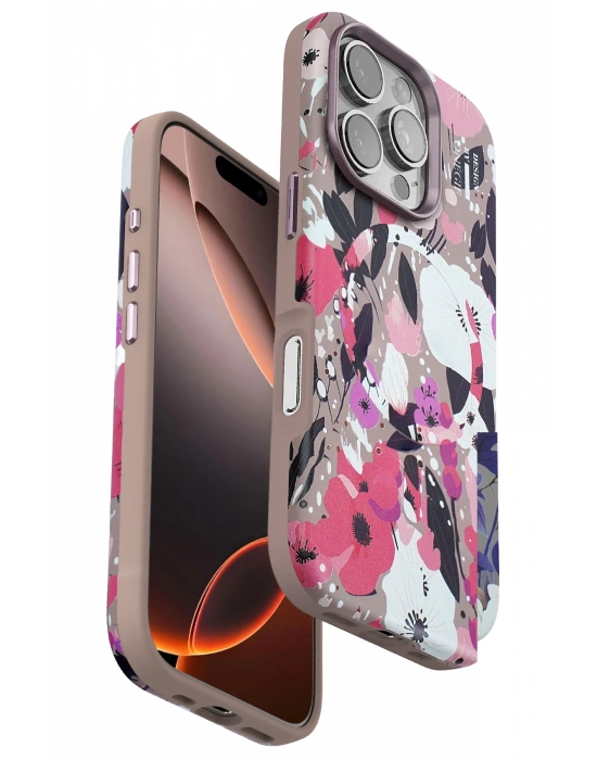 Onegif iPhone 16 Pro Flower Series Magsafe Kapak - Pembe