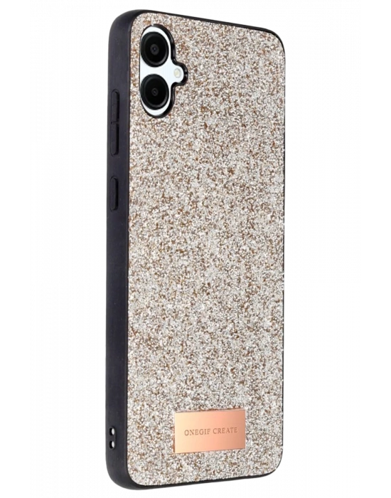 Onegif Samsung Galaxy A06 Bright Simli Kapak - Gold