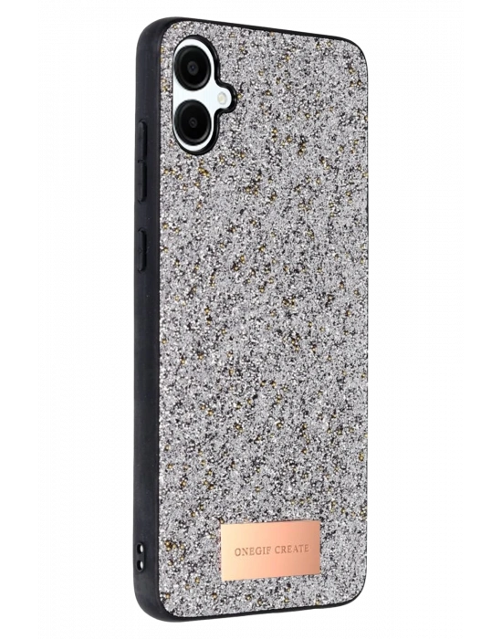 Onegif Samsung Galaxy A06 Bright Simli Kapak - Gümüş