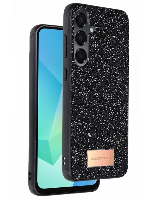 Onegif Samsung Galaxy A16 5G Bright Simli Kapak - Siyah