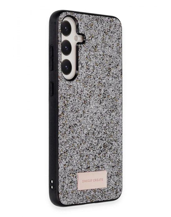 Onegif Samsung Galaxy A25 5G Bright Simli Kapak - Gümüş