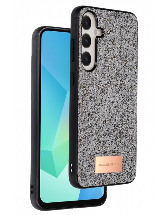 Onegif Samsung Galaxy A56 Bright Simli Kapak - Gümüş