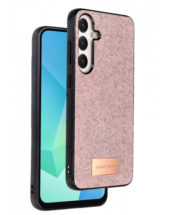 Onegif Samsung Galaxy A56 Bright Simli Kapak - Pembe