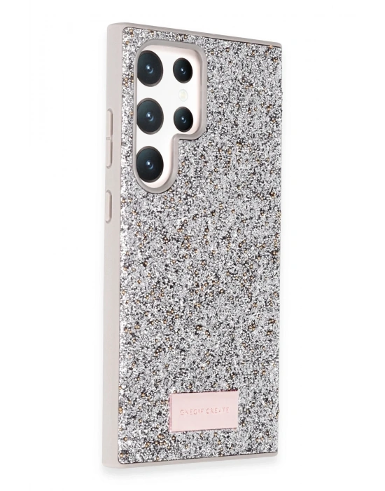 Onegif Samsung Galaxy S23 Ultra Bright Simli Kapak - Gümüş