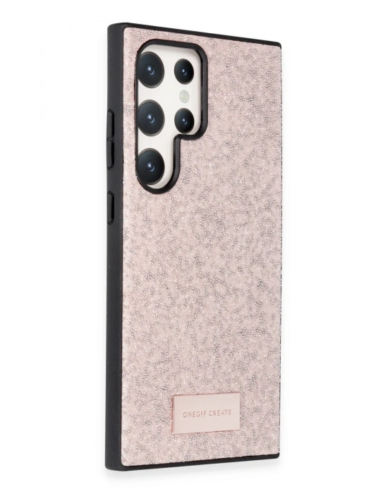 Onegif Samsung Galaxy S23 Ultra Bright Simli Kapak - Pembe