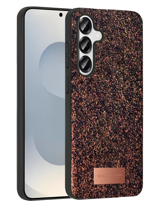 Onegif Samsung Galaxy S25 Bright Simli Kapak - Derin Mor