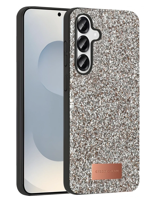 Onegif Samsung Galaxy S25 Plus Bright Simli Kapak - Gold