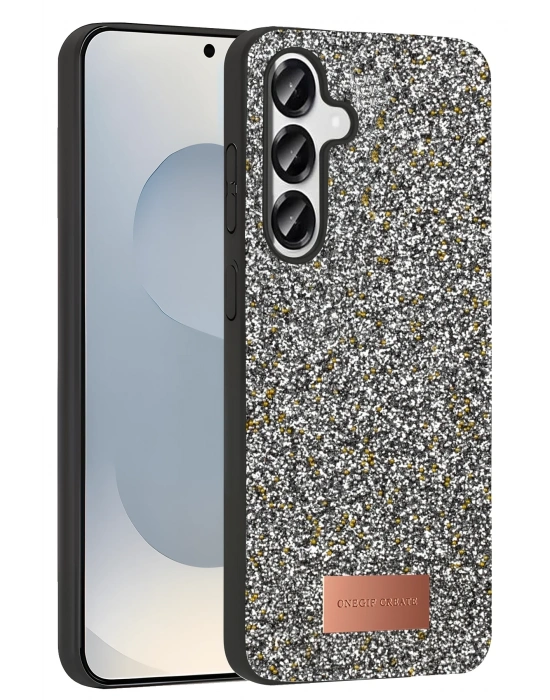 Onegif Samsung Galaxy S25 Plus Bright Simli Kapak - Gümüş