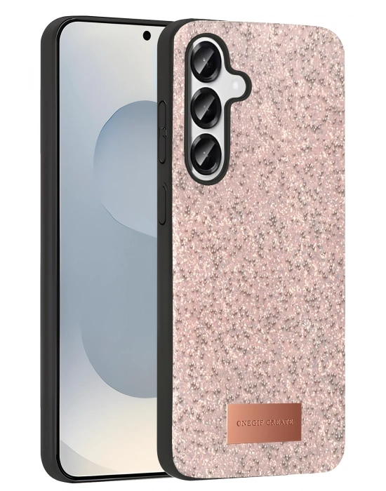 Onegif Samsung Galaxy S25 Plus Bright Simli Kapak - Pembe