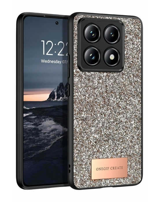 Onegif Xiaomi Mi 14T Pro Bright Simli Kapak - Gold