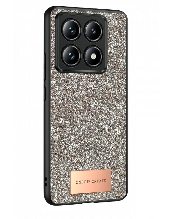 Onegif Xiaomi Mi 14T Pro Bright Simli Kapak - Gold