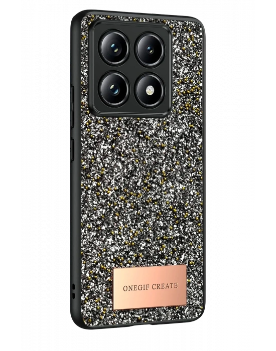 Onegif Xiaomi Mi 14T Pro Bright Simli Kapak - Gümüş