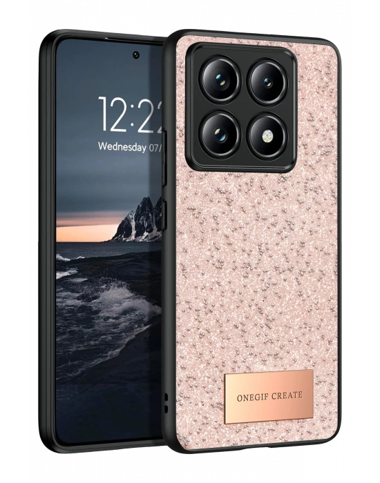 Onegif Xiaomi Mi 14T Pro Bright Simli Kapak - Pembe