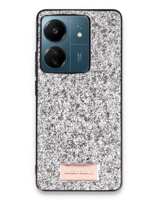 Onegif Xiaomi Redmi 13C Bright Simli Kapak - Gümüş