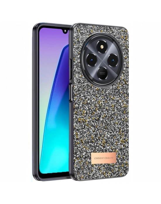 Onegif Xiaomi Redmi 14C Bright Simli Kapak - Gümüş