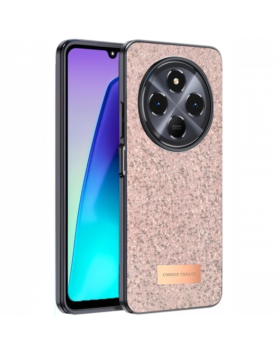 Onegif Xiaomi Redmi 14C Bright Simli Kapak - Pembe