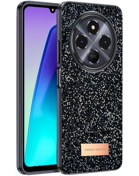 Onegif Xiaomi Redmi 14C Bright Simli Kapak - Siyah