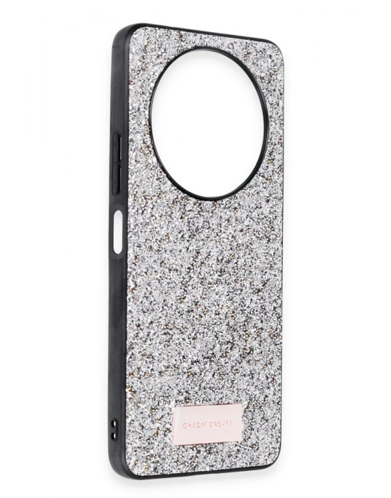 Onegif Xiaomi Redmi A3 4G Bright Simli Kapak - Gümüş