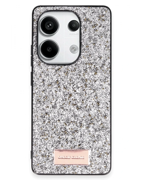 Onegif Xiaomi Redmi Note 13 Pro 4G Bright Simli Kapak - Gümüş