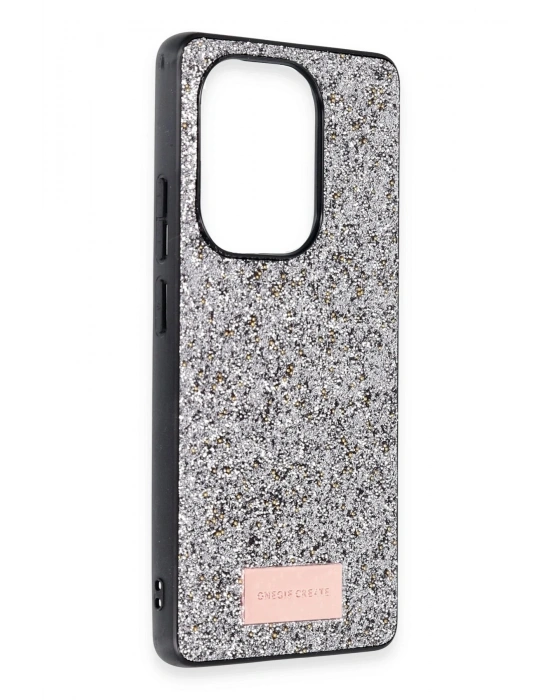 Onegif Xiaomi Redmi Note 13 Pro 4G Bright Simli Kapak - Gümüş