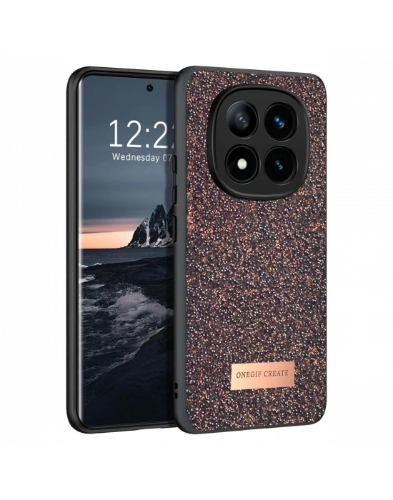 Onegif Xiaomi Redmi Note 14 Pro 4G Bright Simli Kapak - Derin Mor