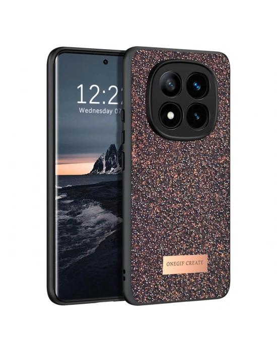 Onegif Xiaomi Redmi Note 14 Pro 4G Bright Simli Kapak - Derin Mor