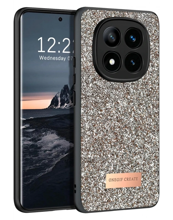 Onegif Xiaomi Redmi Note 14 Pro 4G Bright Simli Kapak - Gold