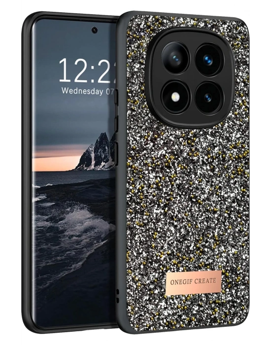 Onegif Xiaomi Redmi Note 14 Pro 4G Bright Simli Kapak - Gümüş