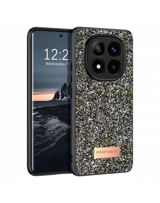 Onegif Xiaomi Redmi Note 14 Pro 4G Bright Simli Kapak - Gümüş