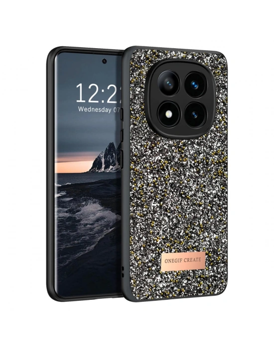 Onegif Xiaomi Redmi Note 14 Pro 4G Bright Simli Kapak - Gümüş