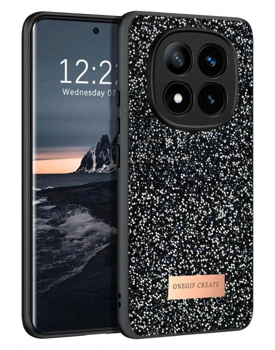 Onegif Xiaomi Redmi Note 14 Pro 4G Bright Simli Kapak - Siyah