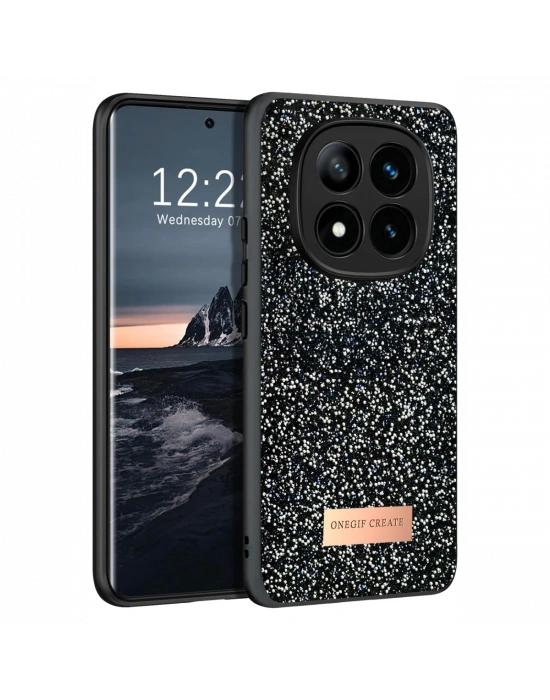 Onegif Xiaomi Redmi Note 14 Pro 4G Bright Simli Kapak - Siyah