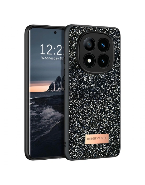 Onegif Xiaomi Redmi Note 14 Pro 4G Bright Simli Kapak - Siyah