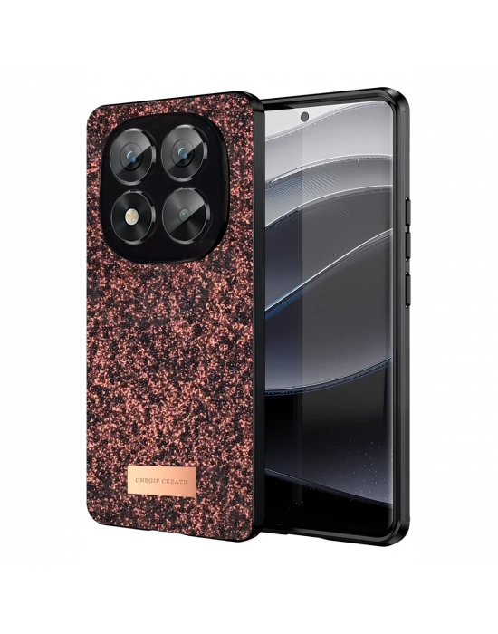 Onegif Xiaomi Redmi Note 14 Pro 5G Bright Simli Kapak - Derin Mor