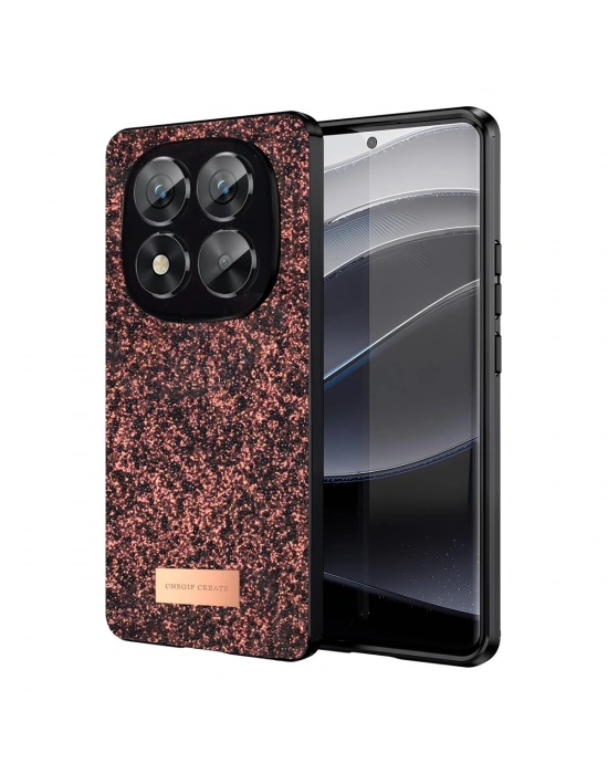 Onegif Xiaomi Redmi Note 14 Pro 5G Bright Simli Kapak - Derin Mor