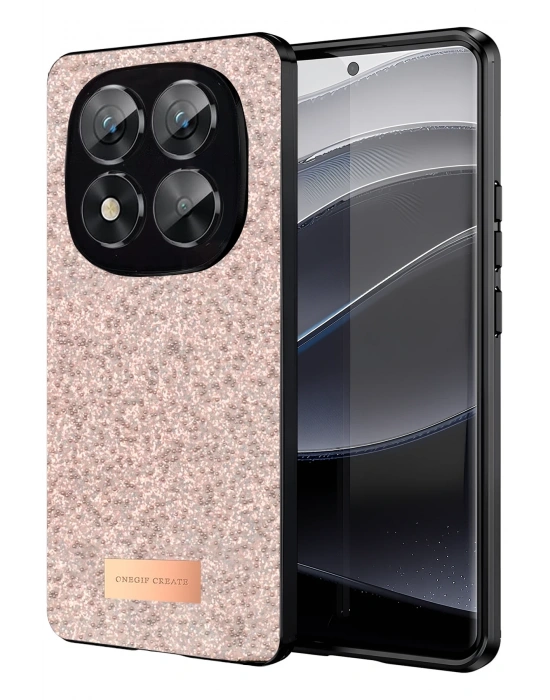 Onegif Xiaomi Redmi Note 14 Pro 5G Bright Simli Kapak - Pembe